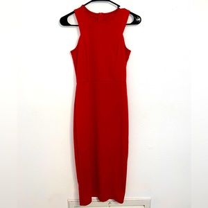 Red Mid Length Bodycon Dress